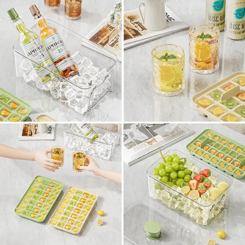 28/56 Grids Ice Cube Mold Press Ice Tray Bucket Multifunctional Ice Maker with One-touch To Release Portable Ice Box Ice Cube Tr