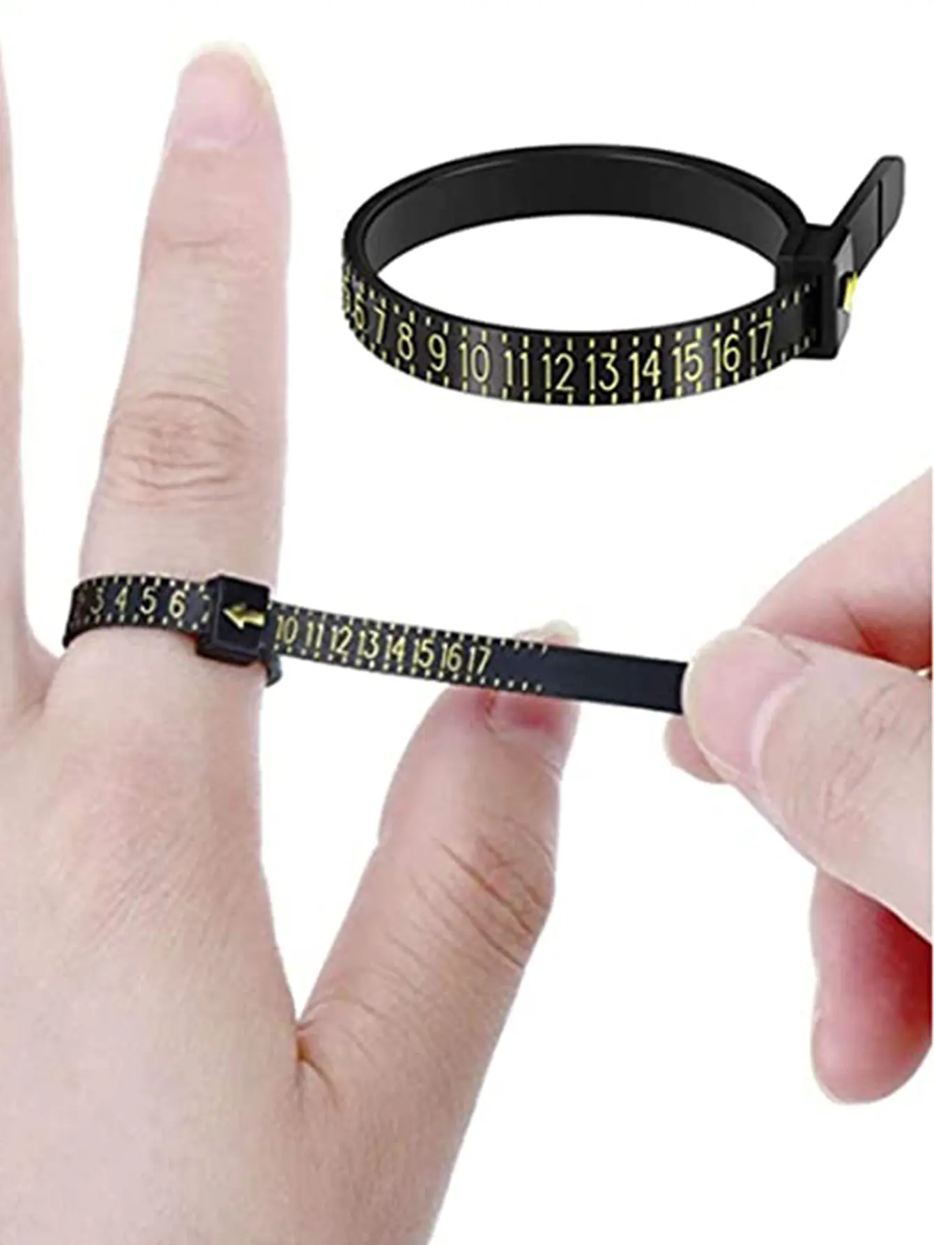 Black Plastic Ring Sizer Measure Sizes 1-17 Finger Gauge Genuine Tester Wedding Ring Band With Magnifier Jewellery Measure Tool