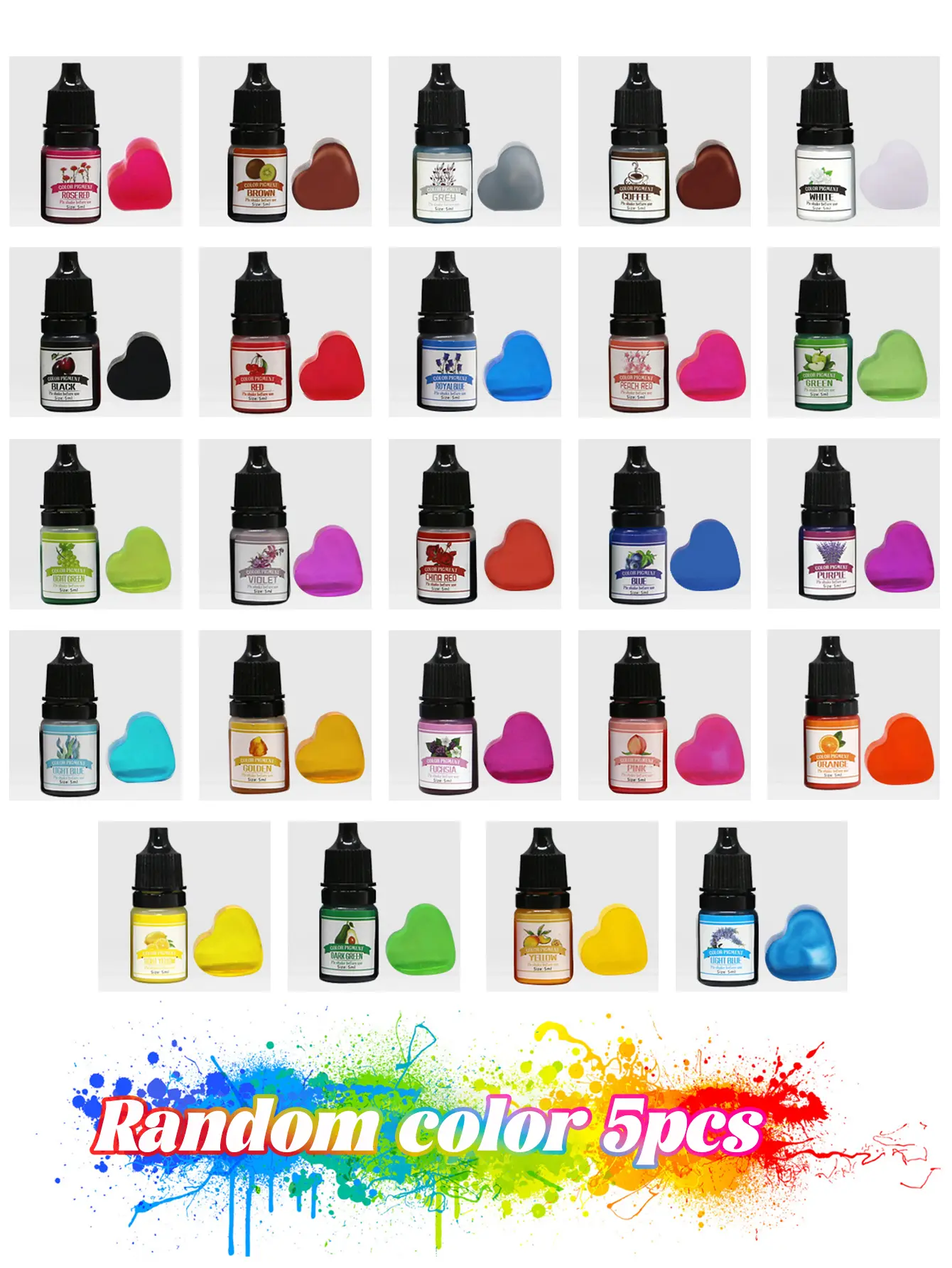 Epoxy Pigment 24 Colors 5ml Epoxy Resin Dye Liquid Epoxy Resin Colorant for Resin Art Paint Jewellery Crafts Coloring
