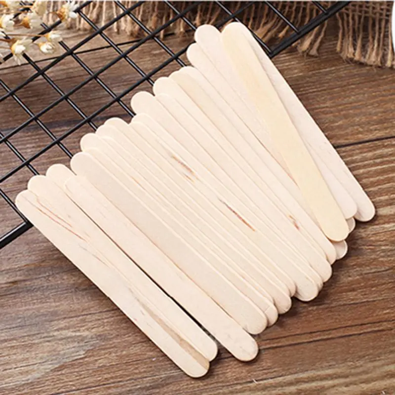 100pcs Natural Wooden Ice Cream Popsicle Sticks Wood Stick Ice Cream Spoon Hand Art Ice Cream Ice Cube Lollipop Cake Tools 93mm