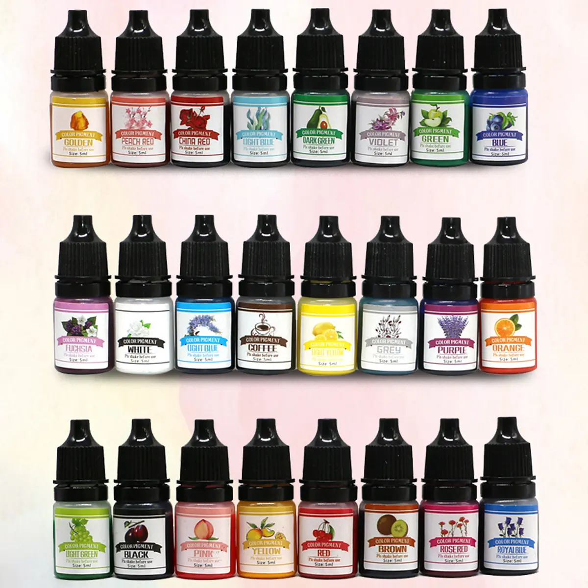 Epoxy Pigment 24 Colors 5ml Epoxy Resin Dye Liquid Epoxy Resin Colorant for Resin Art Paint Jewellery Crafts Coloring
