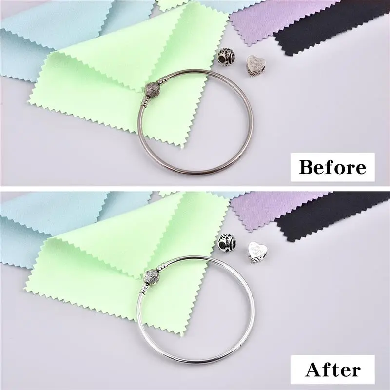 50Pcs/lot Polish Polishing Cloth Silver Color Cleaning Polishing Cloth Soft Wipe Wiping Cloth For Silver Gold Jewelry Tools