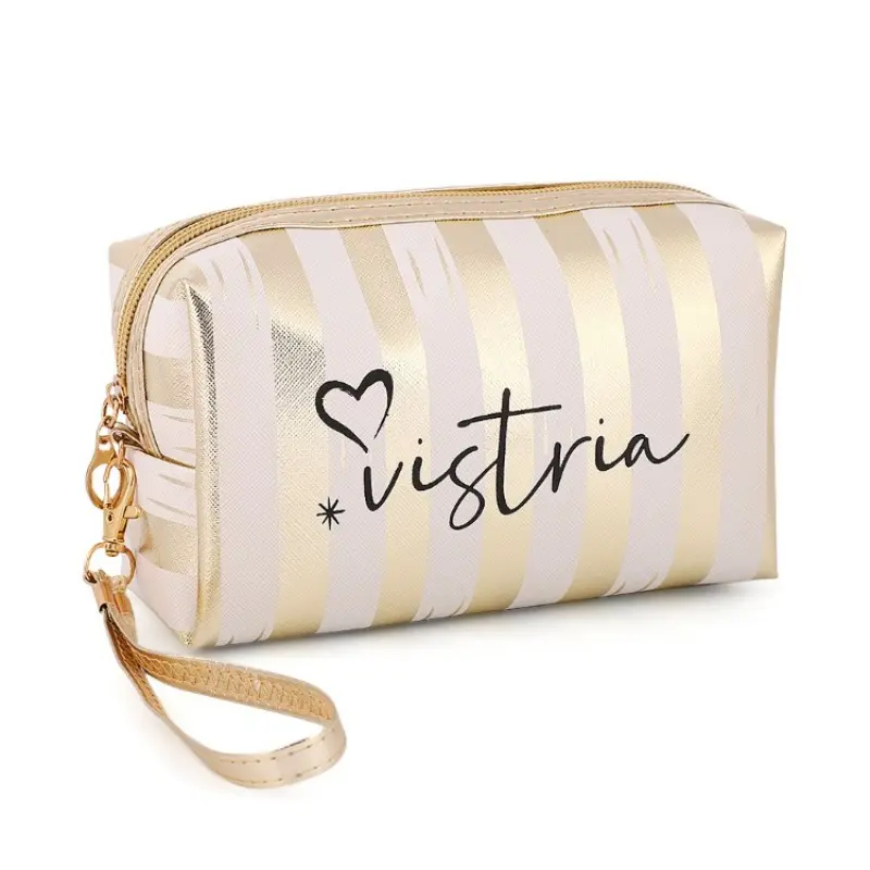 Portable striped makeup bag, small size, high-value handbag, mini portable makeup storage bag, waterproof women's bag cs014