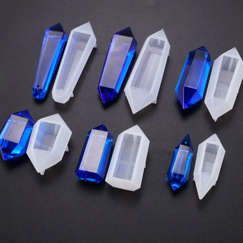 Silicone Pendulum Molds Clear Resin Pendulum Quartz Crystal Epoxy Resin Pendant Molds Multi-Facet Gemstone Shape Pendant Molds