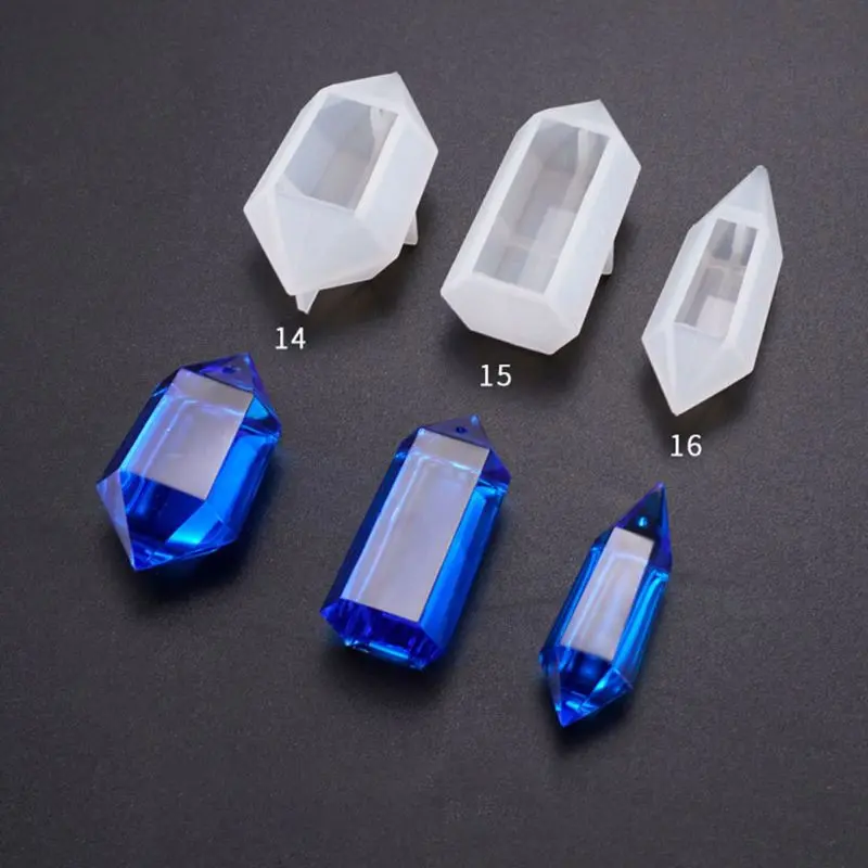 Silicone Pendulum Molds Clear Resin Pendulum Quartz Crystal Epoxy Resin Pendant Molds Multi-Facet Gemstone Shape Pendant Molds