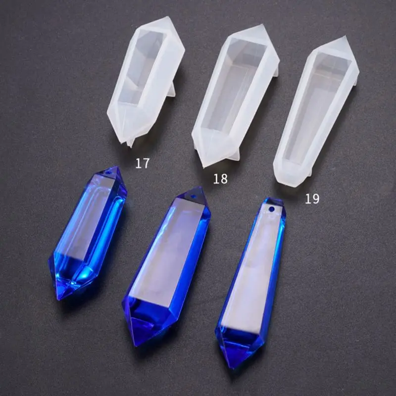 Silicone Pendulum Molds Clear Resin Pendulum Quartz Crystal Epoxy Resin Pendant Molds Multi-Facet Gemstone Shape Pendant Molds