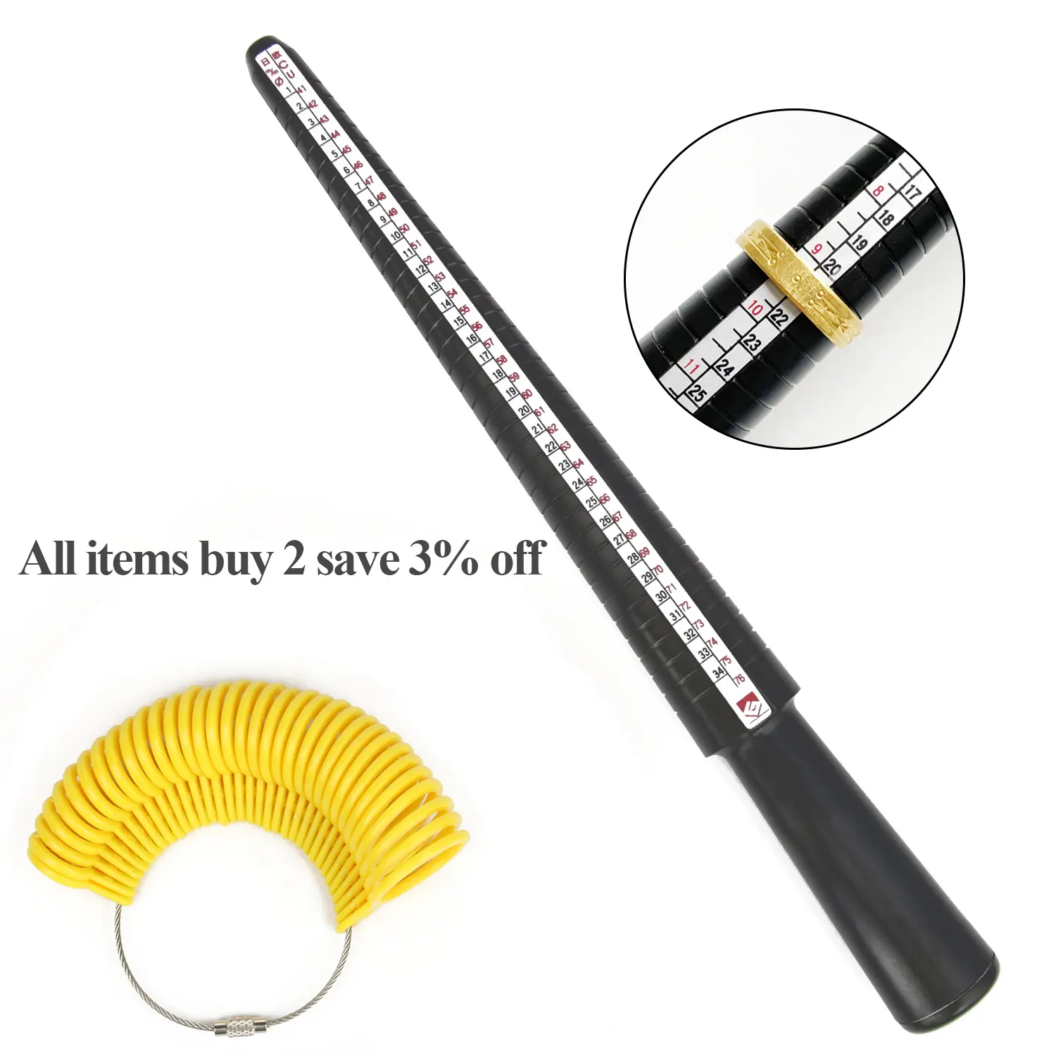 1pcs/lot Professional Jewelry Tools Gauge Ring Mandrel Ring Sizer Finger Measuring Stick Gauge For DIY Jewelry Size Tools Sets