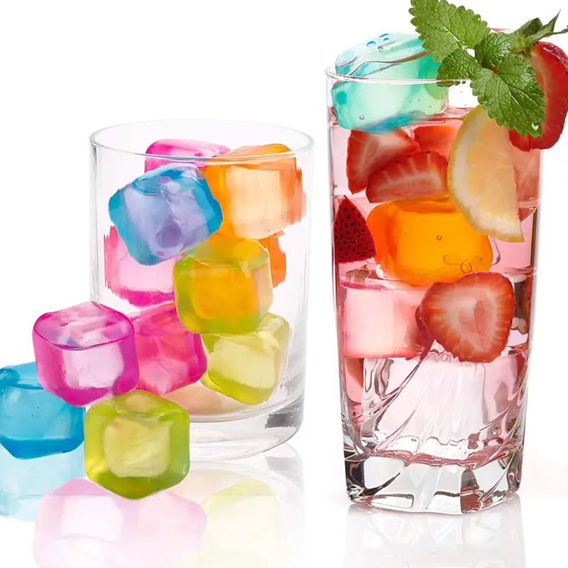 12Pcs/Set Whisky Reusable Ice Cube The Summer Wear-resistant Rocks Whiskey Cubes Plastic Accessories