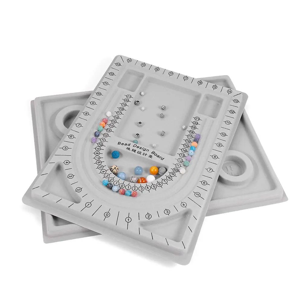 Gray Flocked Bead Board Bracelet Beading Organizer Jewelry Making Tray Size Measuring Plate For DIY Beads Craft Tool Accessories