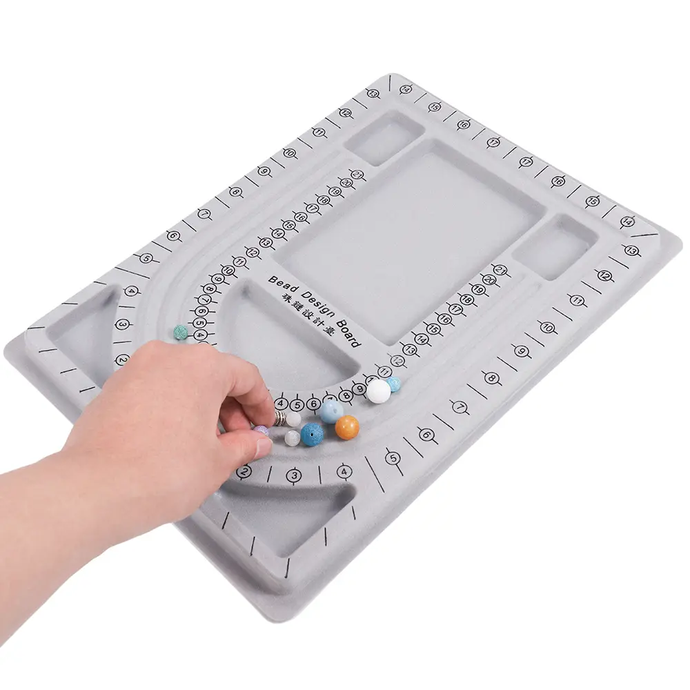 Gray Flocked Bead Board Bracelet Beading Organizer Jewelry Making Tray Size Measuring Plate For DIY Beads Craft Tool Accessories
