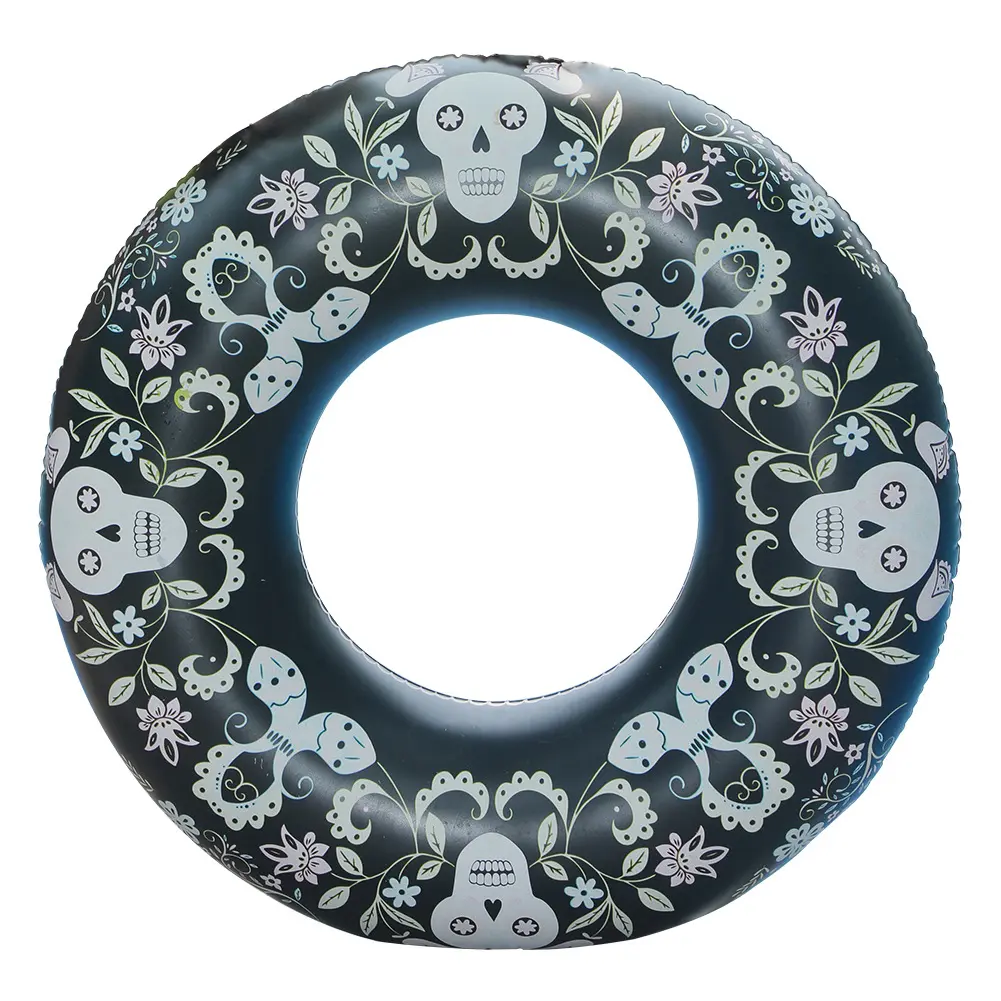 Skeleton Inflatable Swim Ring Leakproof Blow Up Swim Tube Color Changing Swimming Rings Floaties for Kids Youth Adults