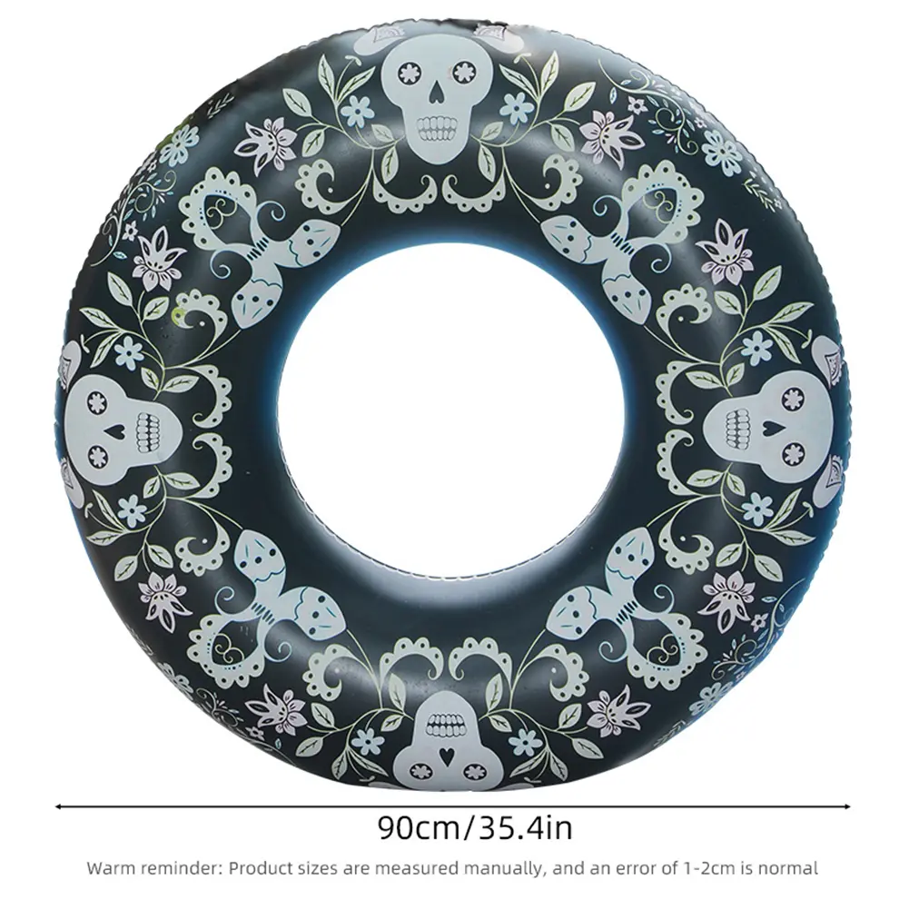 Skeleton Inflatable Swim Ring Leakproof Blow Up Swim Tube Color Changing Swimming Rings Floaties for Kids Youth Adults
