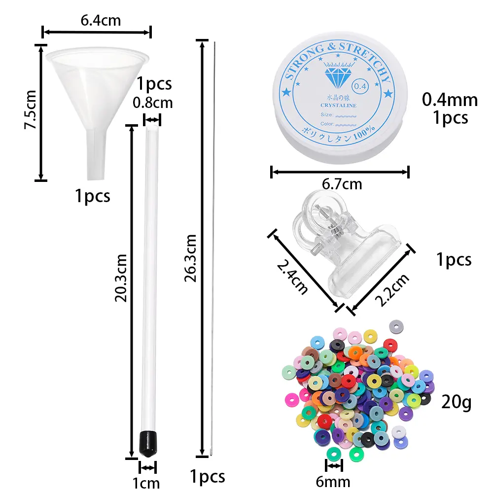 1Set Beading Tool for Clay Beads Bracelet Making Kit Beading Funnel Needles Versatile Beads with Clip Jewelry Making Accessories