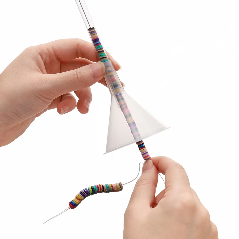 1Set Beading Tool for Clay Beads Bracelet Making Kit Beading Funnel Needles Versatile Beads with Clip Jewelry Making Accessories