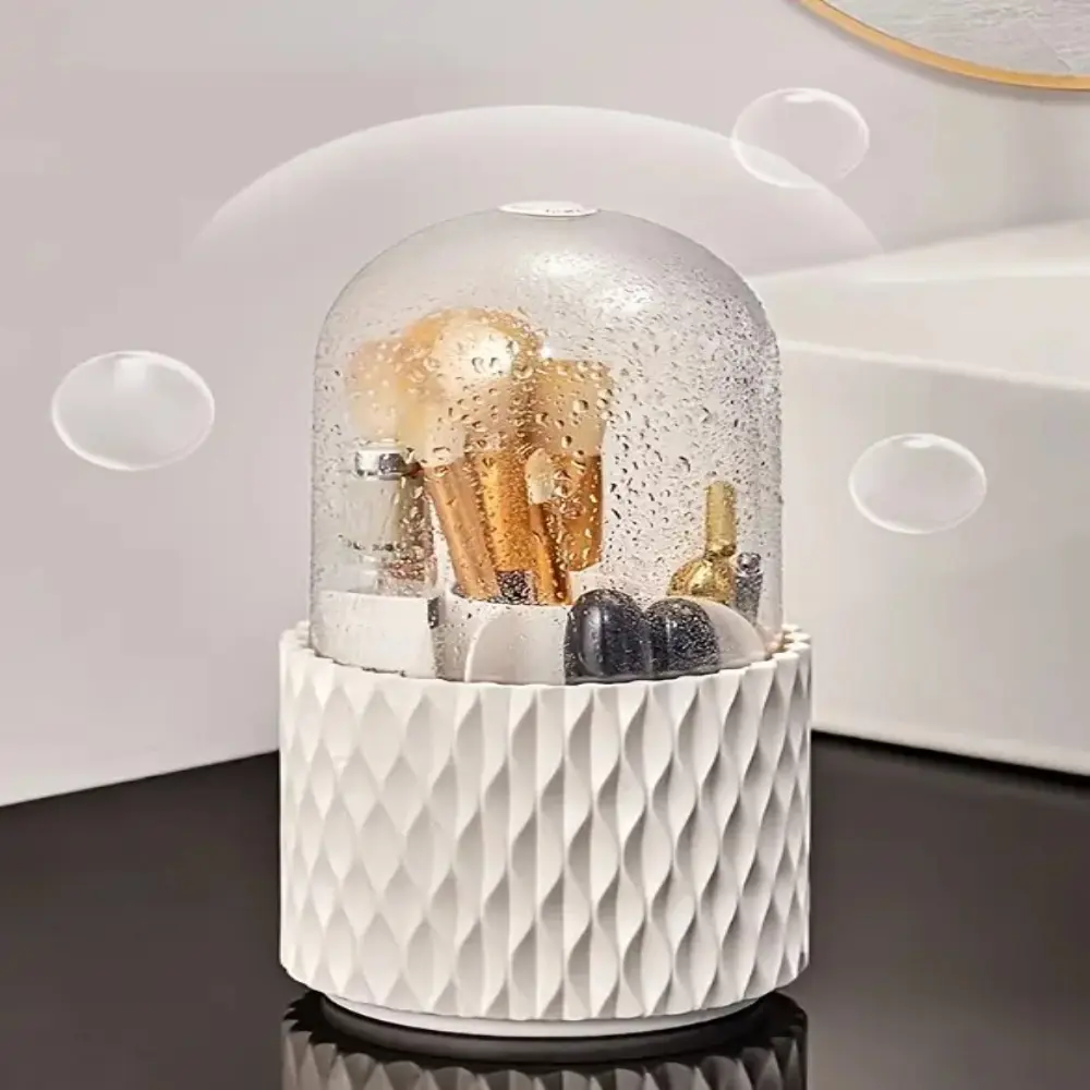 360° Rotating Makeup Brush Organizer, Portable Cosmetic Storage for Lipstick & Brushes