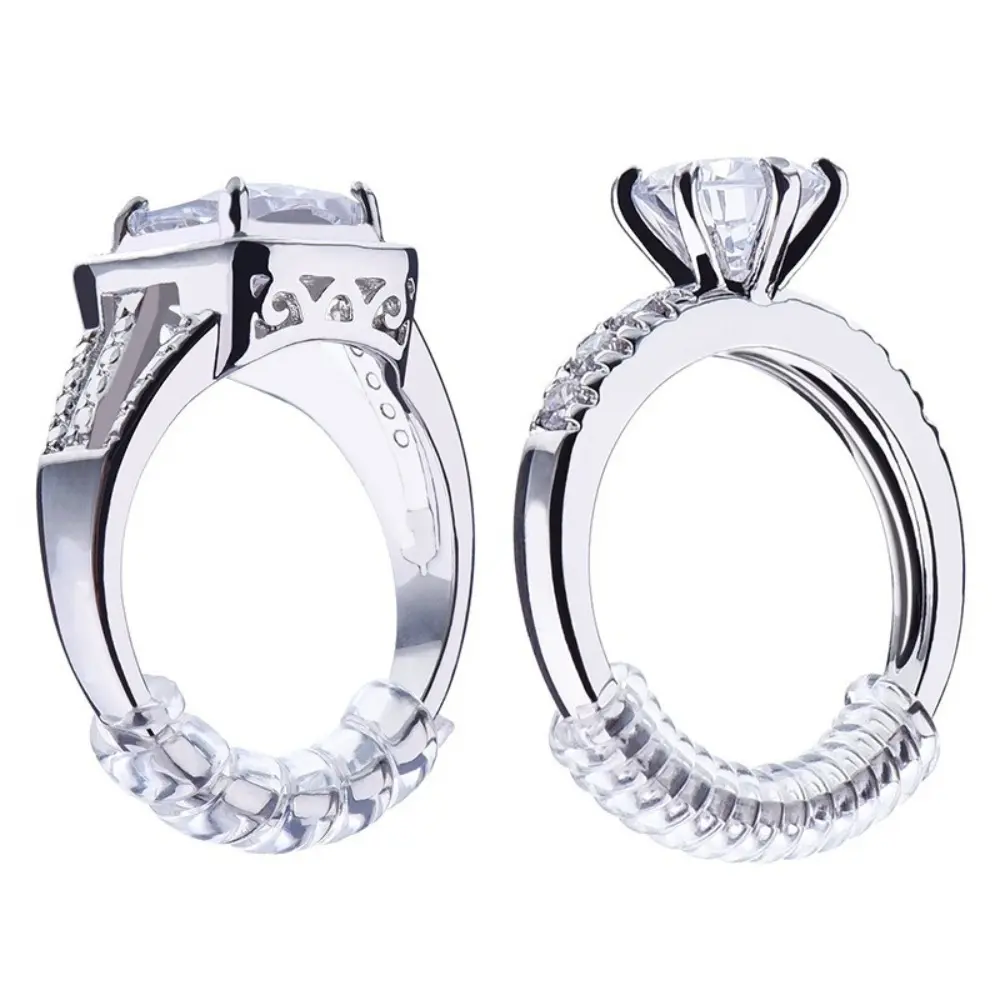 12Pcs Set Spiral Base Ring Size Adjuster Adjustment Tool Spring Ring Guard Tightener Invisible Clear Loose Ring Spacers Men