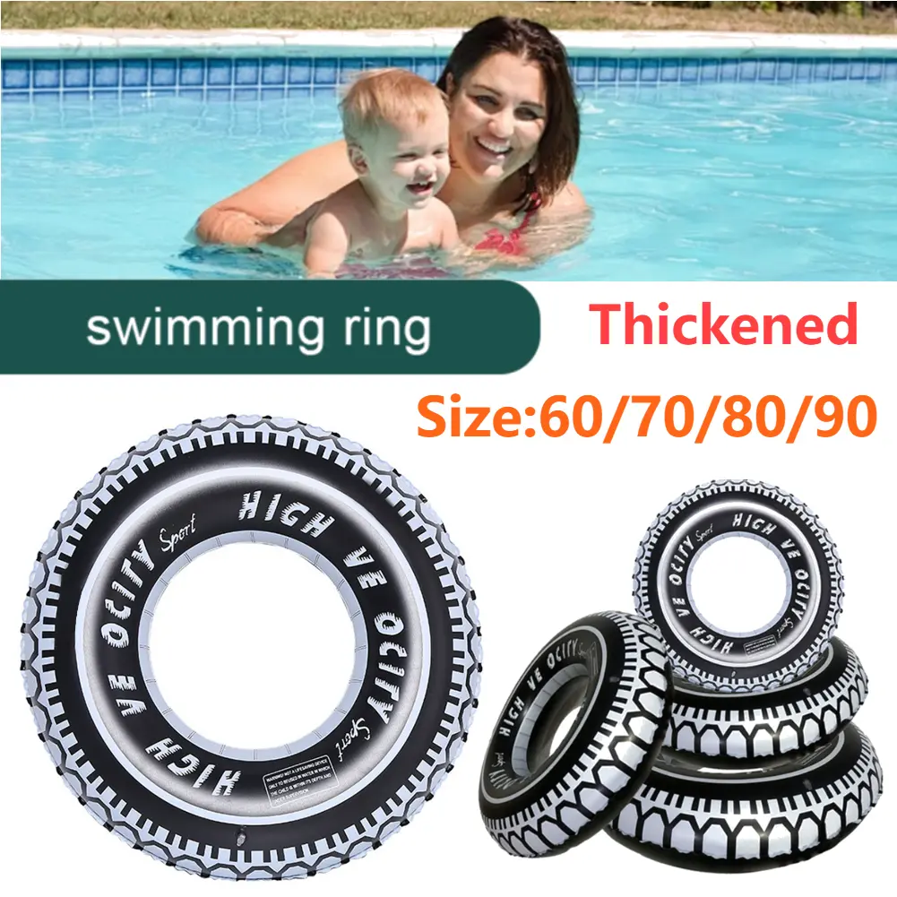 1PCS Tire Pattern Pool Floating Rings Leakproof Inflatable Swim Ring Blow Up Swim Tube Swimming Rings Floaties for Kids Adults