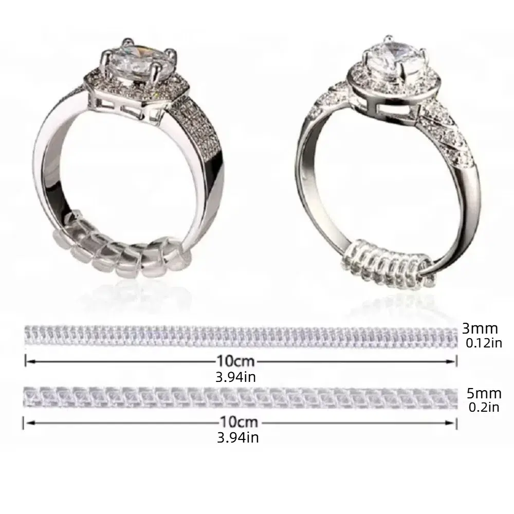 12Pcs Set Spiral Base Ring Size Adjuster Adjustment Tool Spring Ring Guard Tightener Invisible Clear Loose Ring Spacers Men