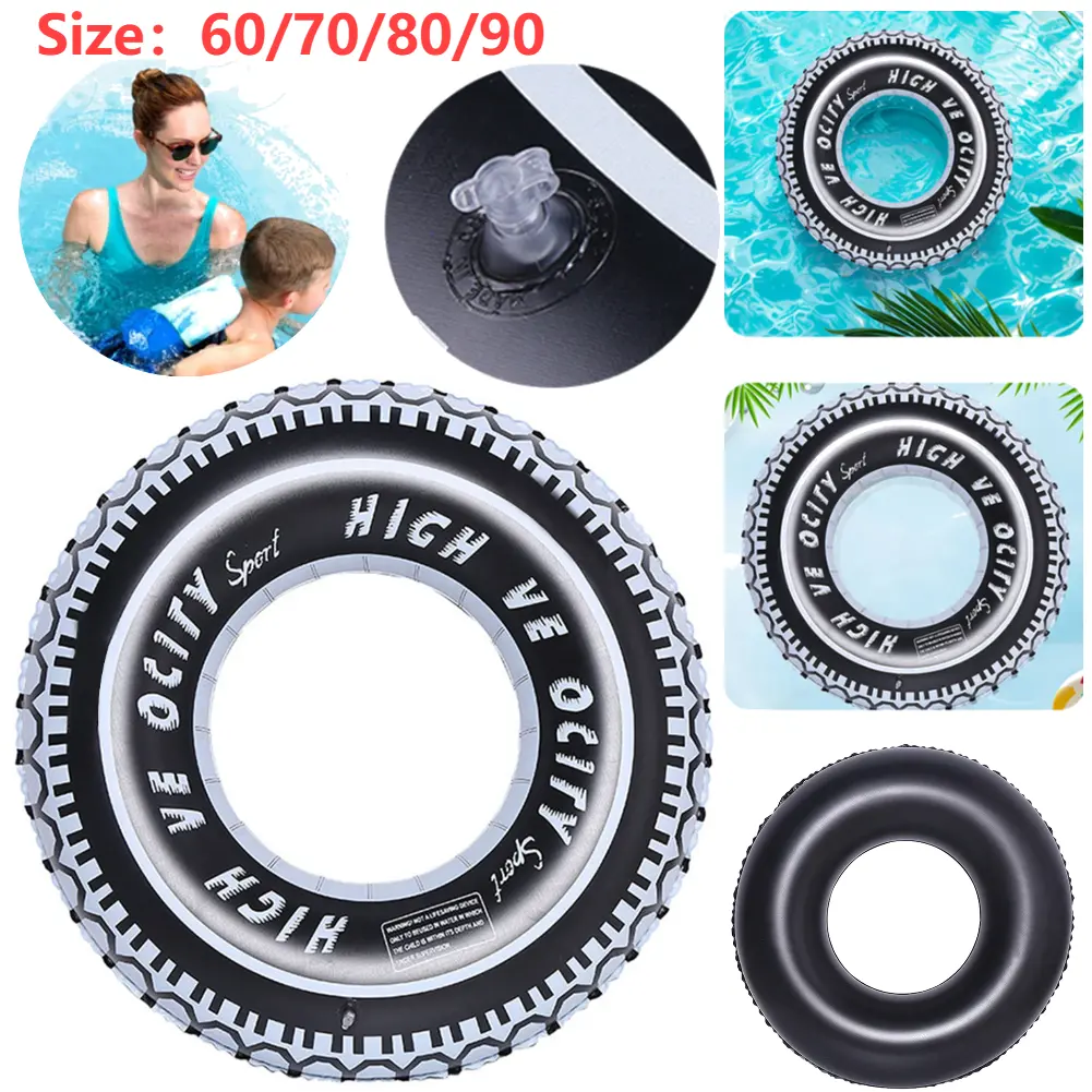 1PCS Tire Pattern Pool Floating Rings Leakproof Inflatable Swim Ring Blow Up Swim Tube Swimming Rings Floaties for Kids Adults