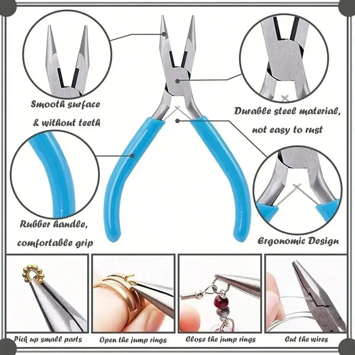 3pcs Jewelry Pliers Tool Kit Includes Needle Round Wire Cutter And Curved Nose Pliers for Jewelry Beading Repair Supplies