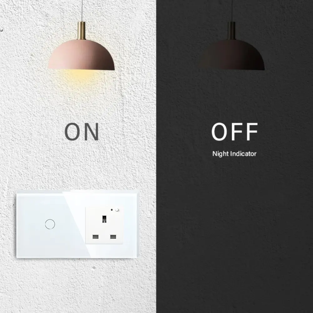 Melery Wifi Smart UK Wall Socket 13A Electrical Plug Outlet with Switch 1/2/3 Gang Panel Switch Remote By Tuya Alexa Google Home