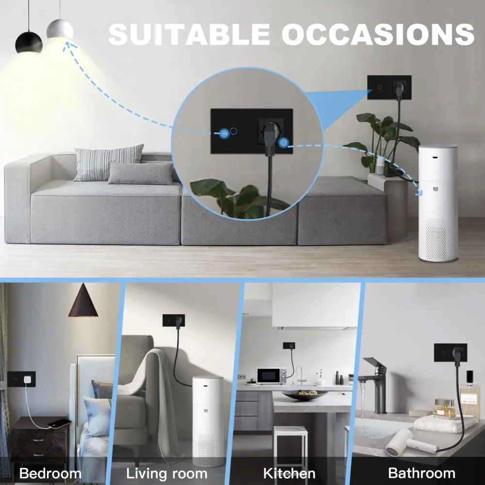 Melery Wifi Smart UK Wall Socket 13A Electrical Plug Outlet with Switch 1/2/3 Gang Panel Switch Remote By Tuya Alexa Google Home