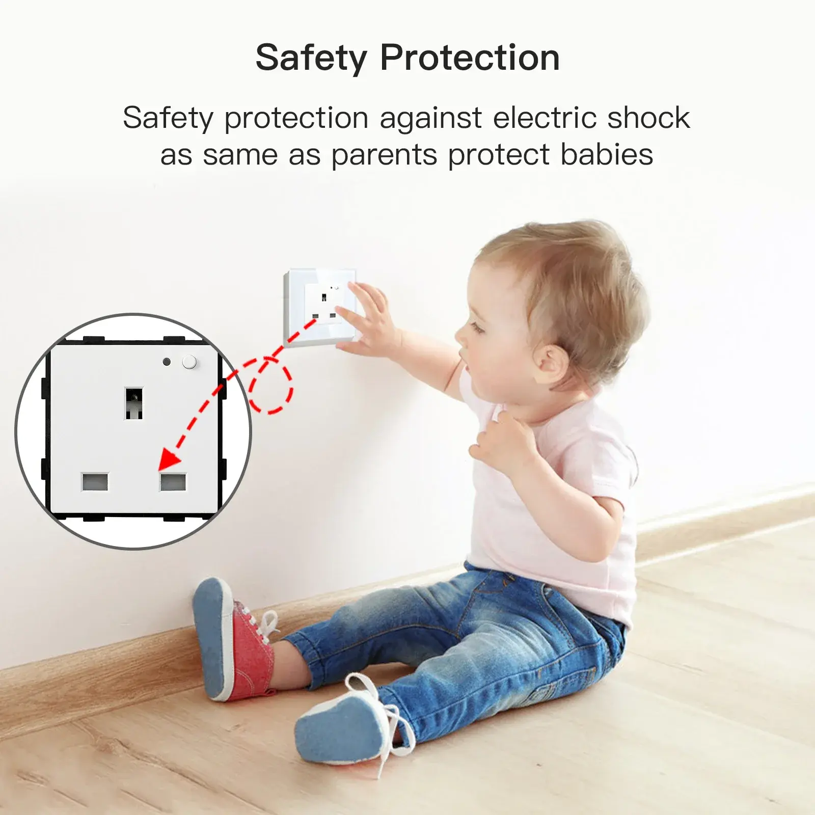 Melery Wifi Tuya Smart Life App UK Standard Wall Socket Single Intelligent 13A Glass Panel Remote Control with Alexa Google Home