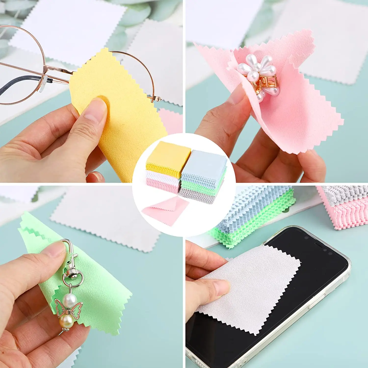 50/20pcs 8x8cm Polish Polishing Cloth Silver Color Cleaning Polishing Cloth Soft Clean Wiping Cloth For Silver Gold Jewelry Tool
