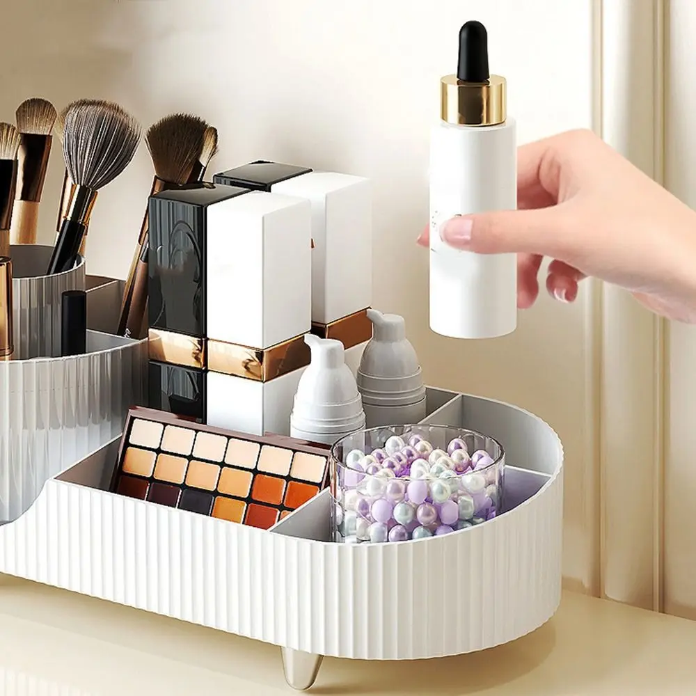 Plastic 360°Rotating Cosmetics Storage Box Anti-slip Space Saving Cosmetic Display Case Large Capacity Makeup Organizer Bathroom