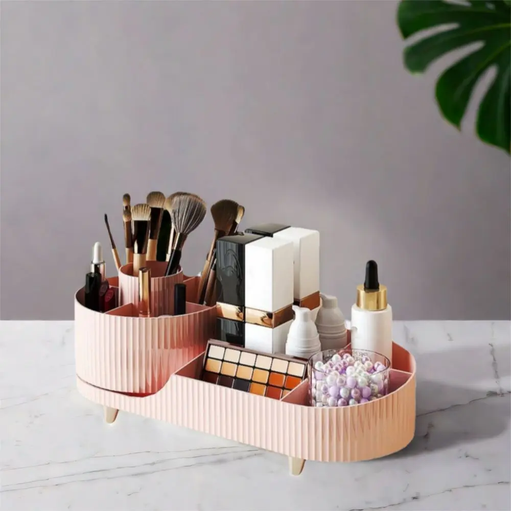 Plastic 360°Rotating Cosmetics Storage Box Anti-slip Space Saving Cosmetic Display Case Large Capacity Makeup Organizer Bathroom