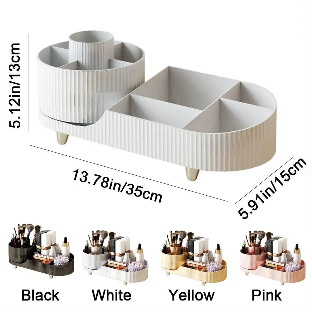 Plastic 360°Rotating Cosmetics Storage Box Anti-slip Space Saving Cosmetic Display Case Large Capacity Makeup Organizer Bathroom