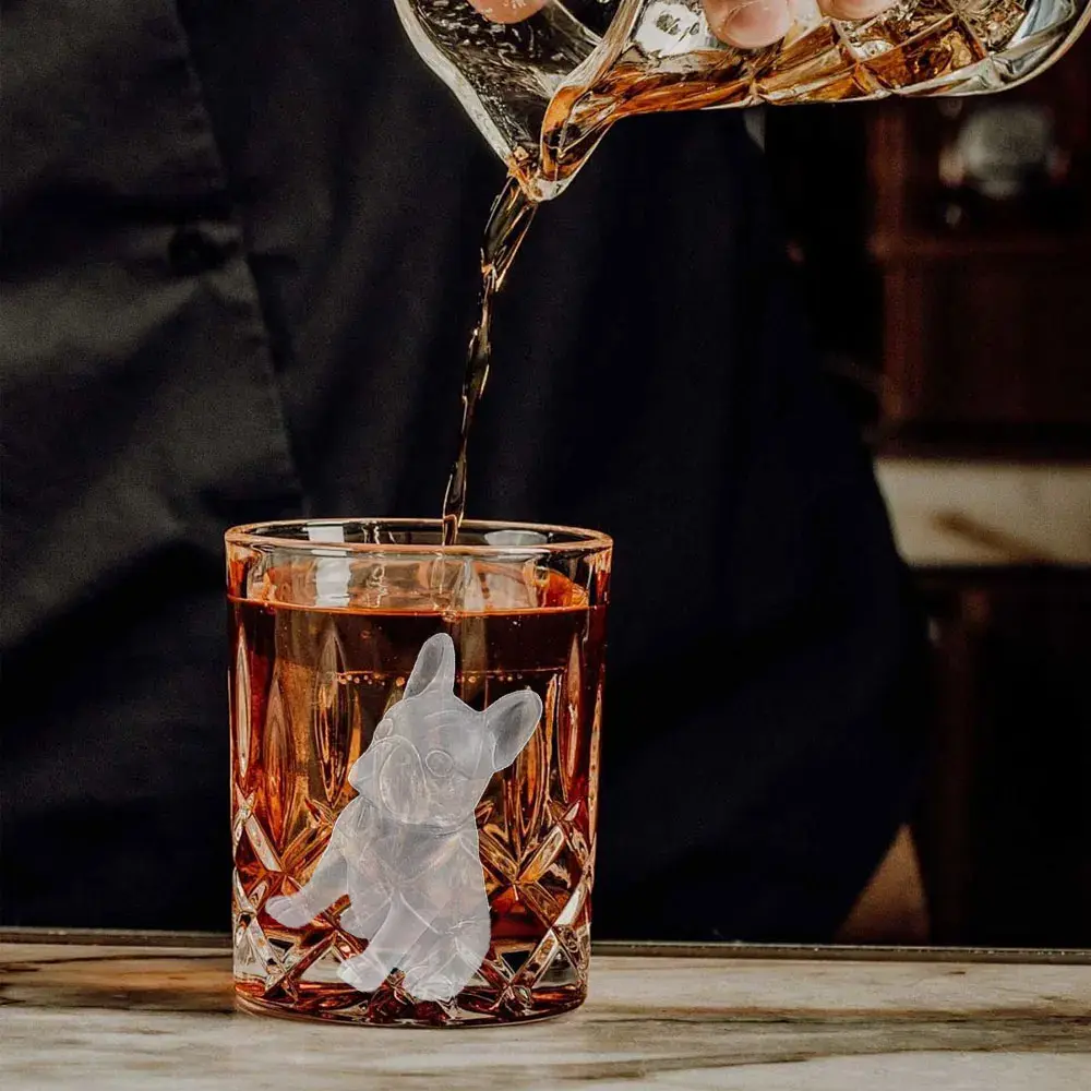 Dog-Shaped Silicone Ice Cube Molds French Bulldog Ice Molds Reusable Whiskey Ice Cube Molds Cocktail Freezer DIY Homemade Barwar