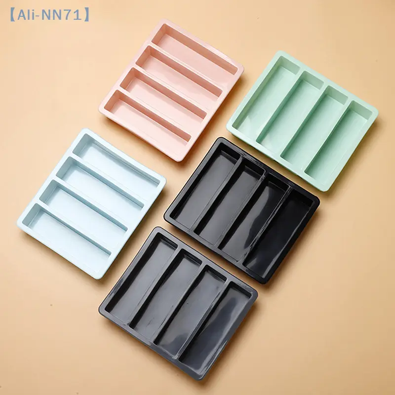 【NN71】1 Pc 4 Grid Long Strip Silicone Ice Cubes Square Tray Mold DIY Non-Toxic Durable Wine Ice Creative Cube Ice Mold