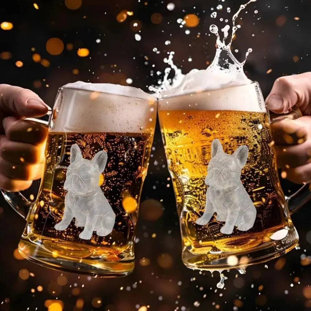 Dog-Shaped Silicone Ice Cube Molds French Bulldog Ice Molds Reusable Whiskey Ice Cube Molds Cocktail Freezer DIY Homemade Barwar