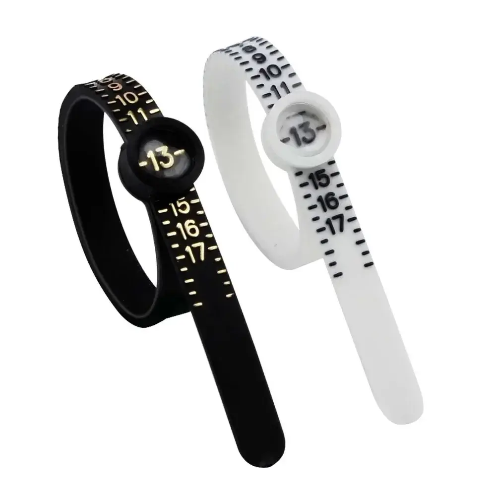 Plastic Finger Ring Sizer Gauge with Magnifier for UK US EU Size Measurement Adjustable Belt Jewelry Tool