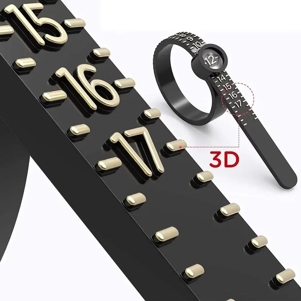 Plastic Finger Ring Sizer Gauge with Magnifier for UK US EU Size Measurement Adjustable Belt Jewelry Tool