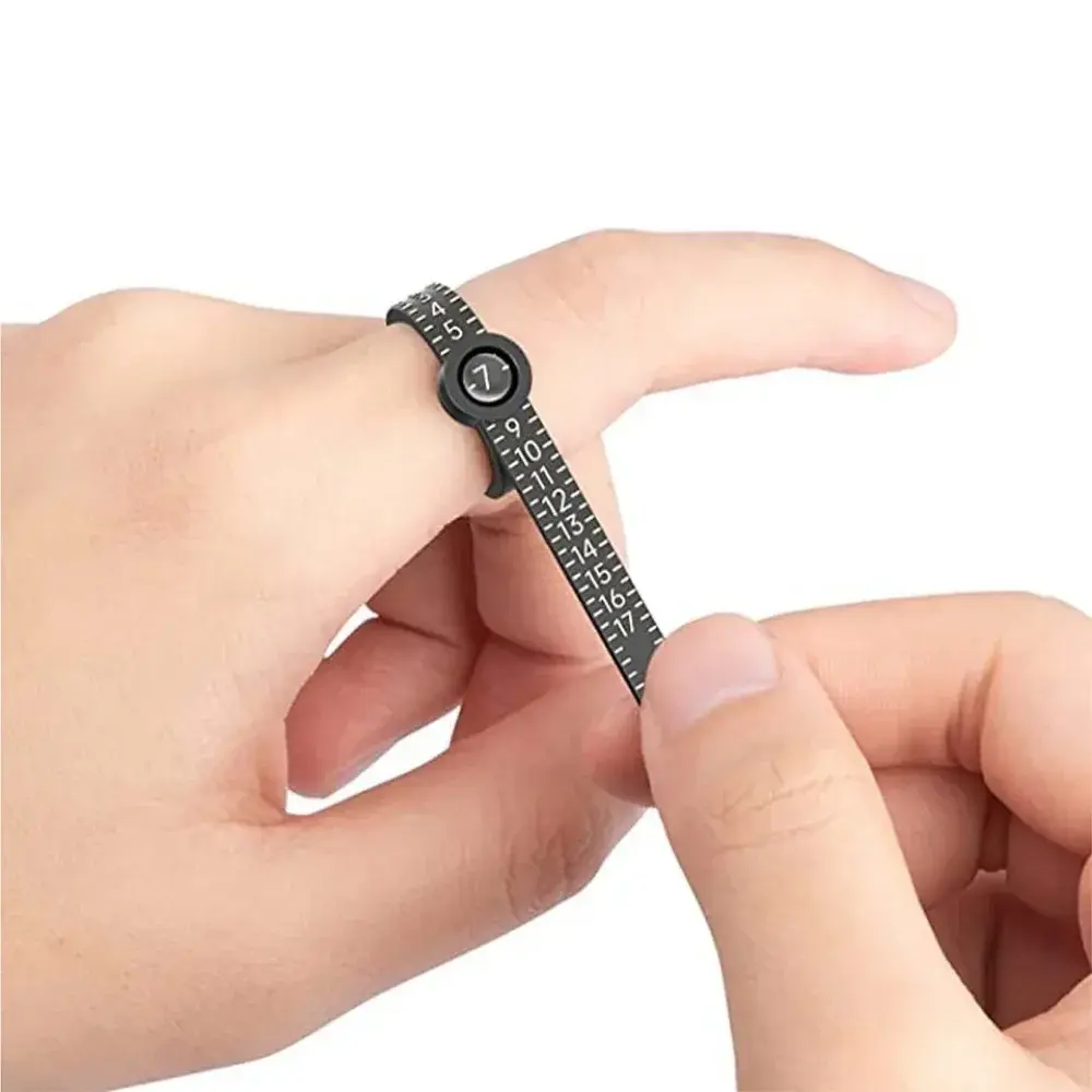 Plastic Finger Ring Sizer Gauge with Magnifier for UK US EU Size Measurement Adjustable Belt Jewelry Tool