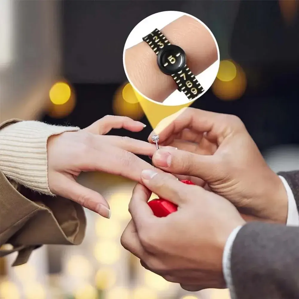Plastic Finger Ring Sizer Gauge with Magnifier for UK US EU Size Measurement Adjustable Belt Jewelry Tool