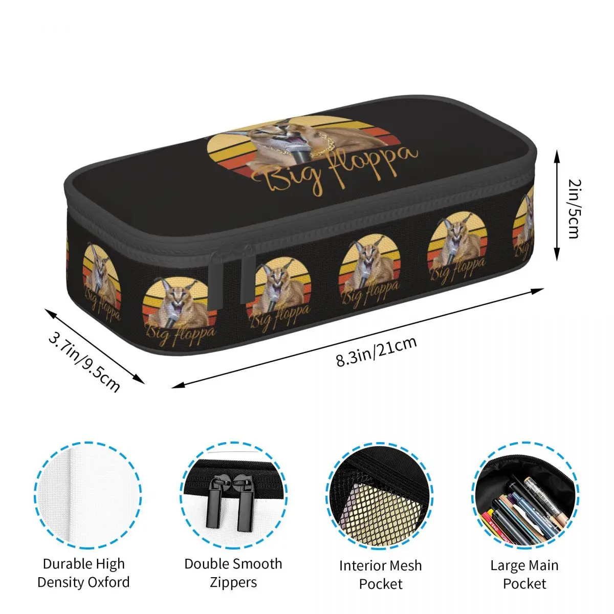 Customized Big Floppa Cute Pencil Cases Girls Boys Large Capacity Caracal Cat Pencil Pouch Students Stationery