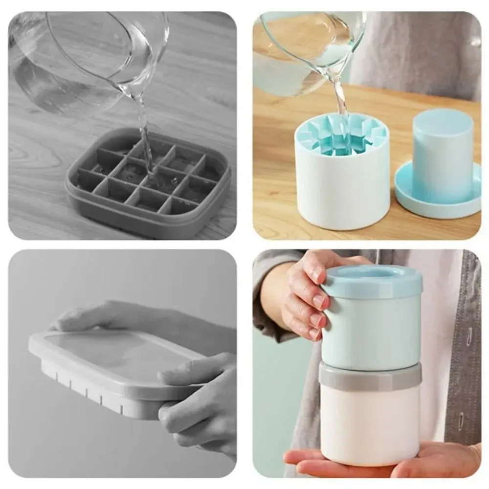 Creative Silicone Ice Cube Mold Quick Freeze Cylinder Ice Bucket Reusable Ice Cup Summer DIY Refrigerator Freeze Ice Maker