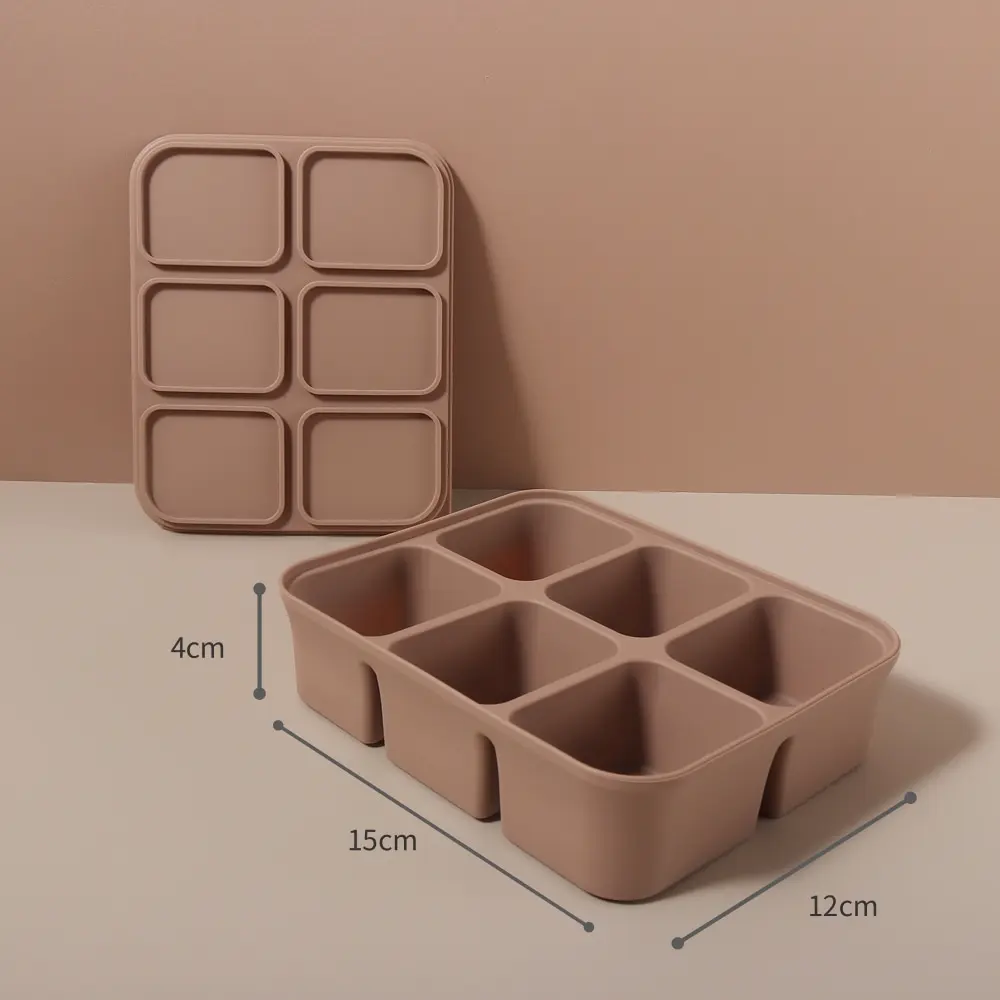 baby Ice Cube Tray Silicone with Lids Flexible Ice Molds for Beverages,Baby Food storage mould, BPA-free
