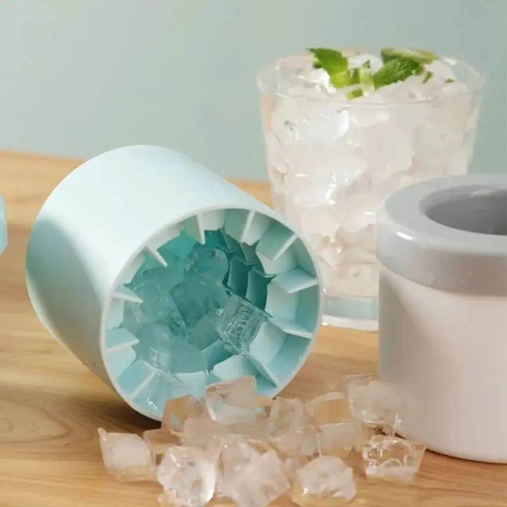 Creative Silicone Ice Cube Mold Quick Freeze Cylinder Ice Bucket Reusable Ice Cup Summer DIY Refrigerator Freeze Ice Maker