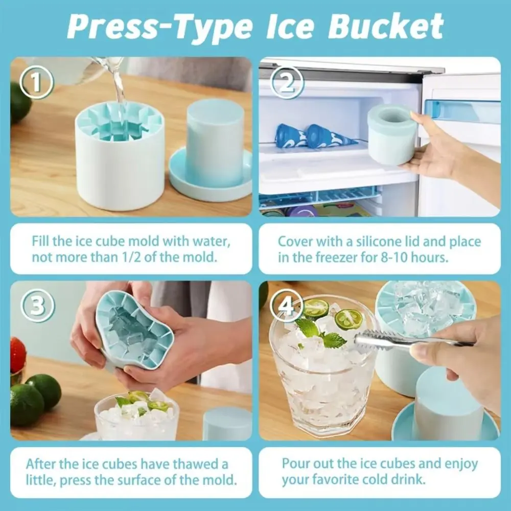 Creative Silicone Ice Cube Mold Quick Freeze Cylinder Ice Bucket Reusable Ice Cup Summer DIY Refrigerator Freeze Ice Maker