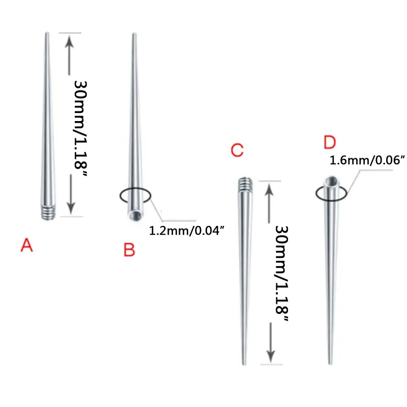 4Pcs/2/1Pc Stainless Steel Guide Rod (3cm Length) - Piercing Stretching Tool for threaded or Externally Threaded Jewelry
