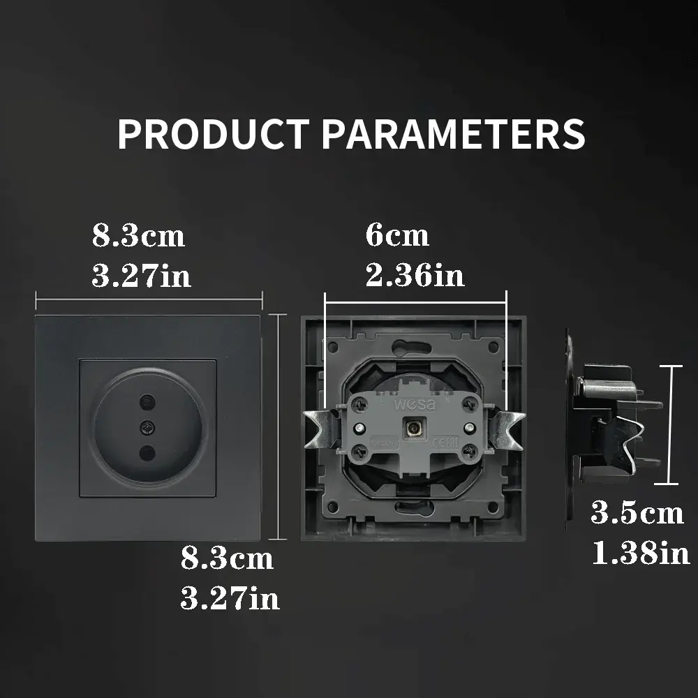 NEW Black Power Socket 16A EU Standard Electrical Outlett Not Ground Flame Retardant Spray Paint Plastic Panel Wall Socket News