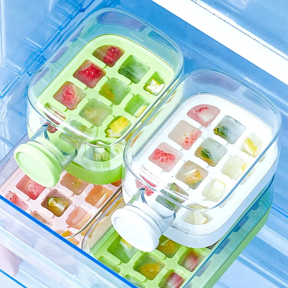 Ice Cube Tray With Straw 2-in-1 Ice-make Pressing Mould Silicone Ice Cube Tray Outdoor Beverage Cup Ice Drink Water Bottle