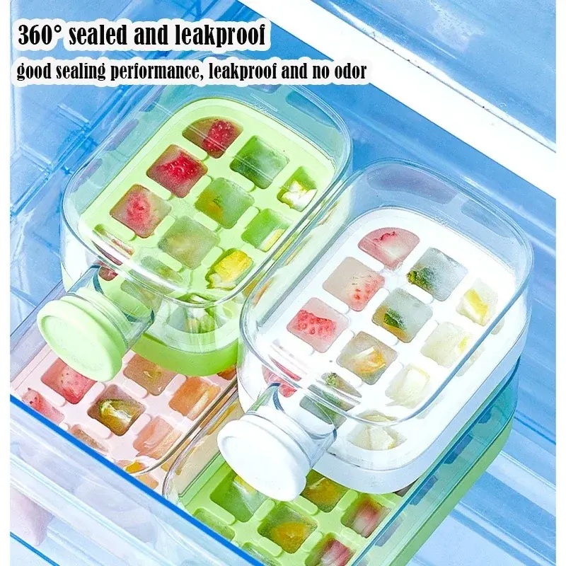NO TOUCH Ice Cube Water Bottle Ice Cube Mold Press Ice Maker With Lid Food Grade Ice-Making Ice-Kettle With Straw Silicone