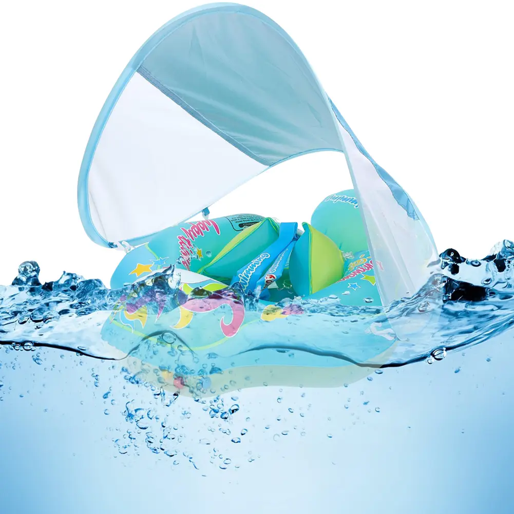 Baby Swimming Ring Beach Water Toys with Sunshade Baby Pool Toy Infant Floating Ring Toddlers Pool Float for Kids Toddlers