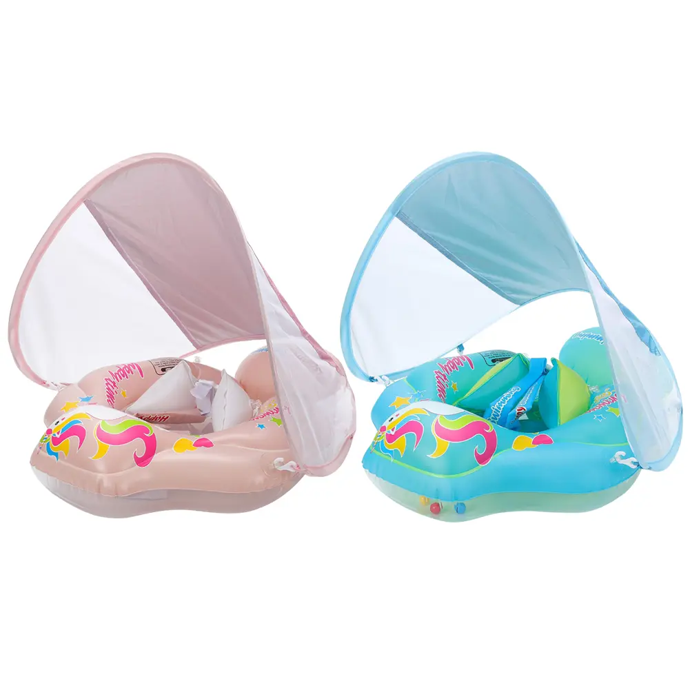 Baby Swimming Ring Beach Water Toys with Sunshade Baby Pool Toy Infant Floating Ring Toddlers Pool Float for Kids Toddlers