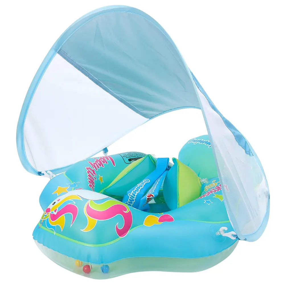 Baby Swimming Ring Beach Water Toys with Sunshade Baby Pool Toy Infant Floating Ring Toddlers Pool Float for Kids Toddlers